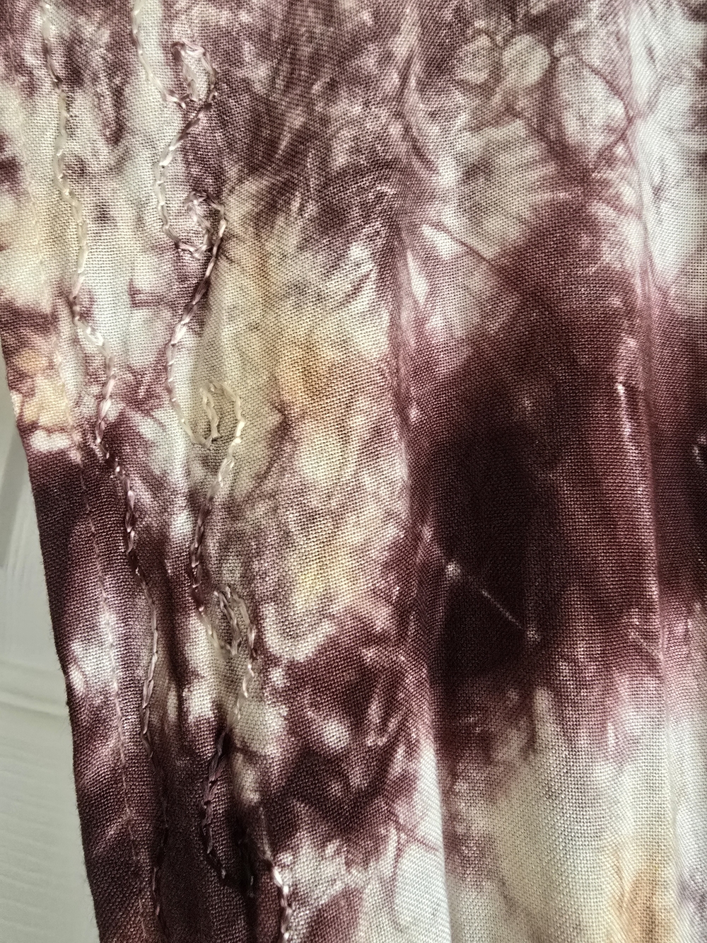 Raya Tie-Dye Beaded V-Neck Beach Cover Up Dress in Plum and Cream - Picture 8 of 16